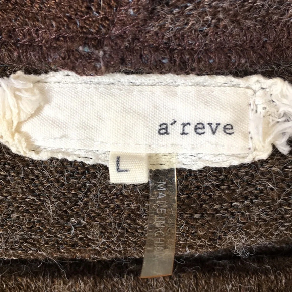 A'reve Brown Gray Striped Knit Sweater Top Womens Large Acrylic Cowl Neck - Picture 7 of 12